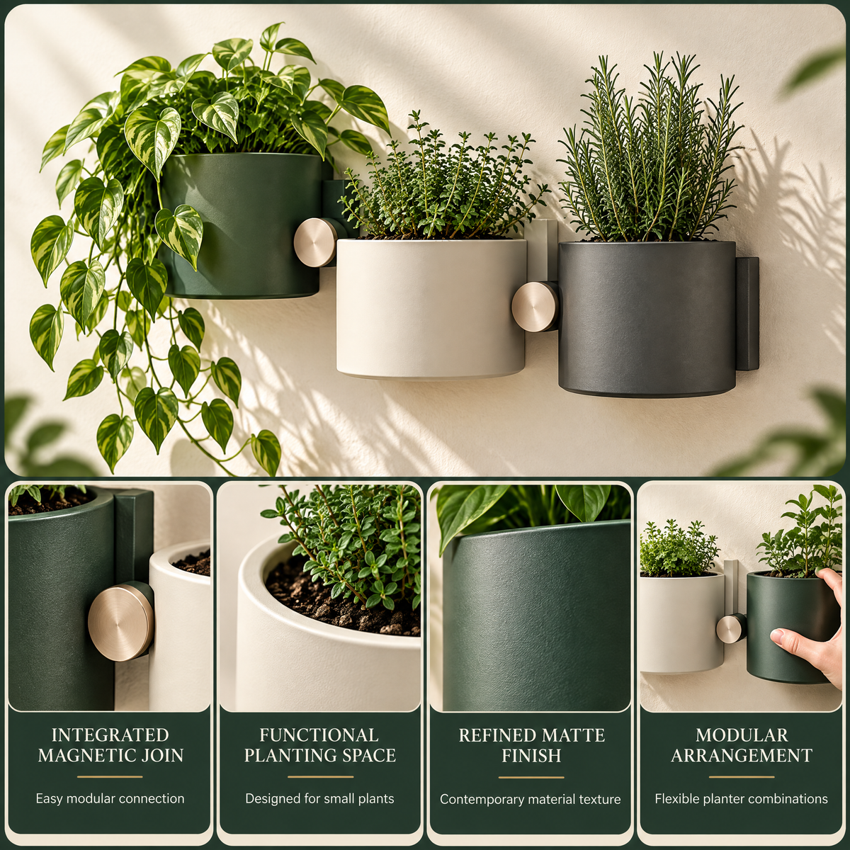 Velqathir™ Wall-Mounted Herb Planter Set