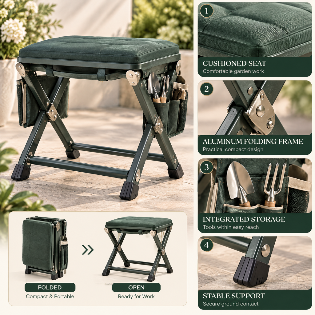Velqathir™ Foldable Garden Stool
